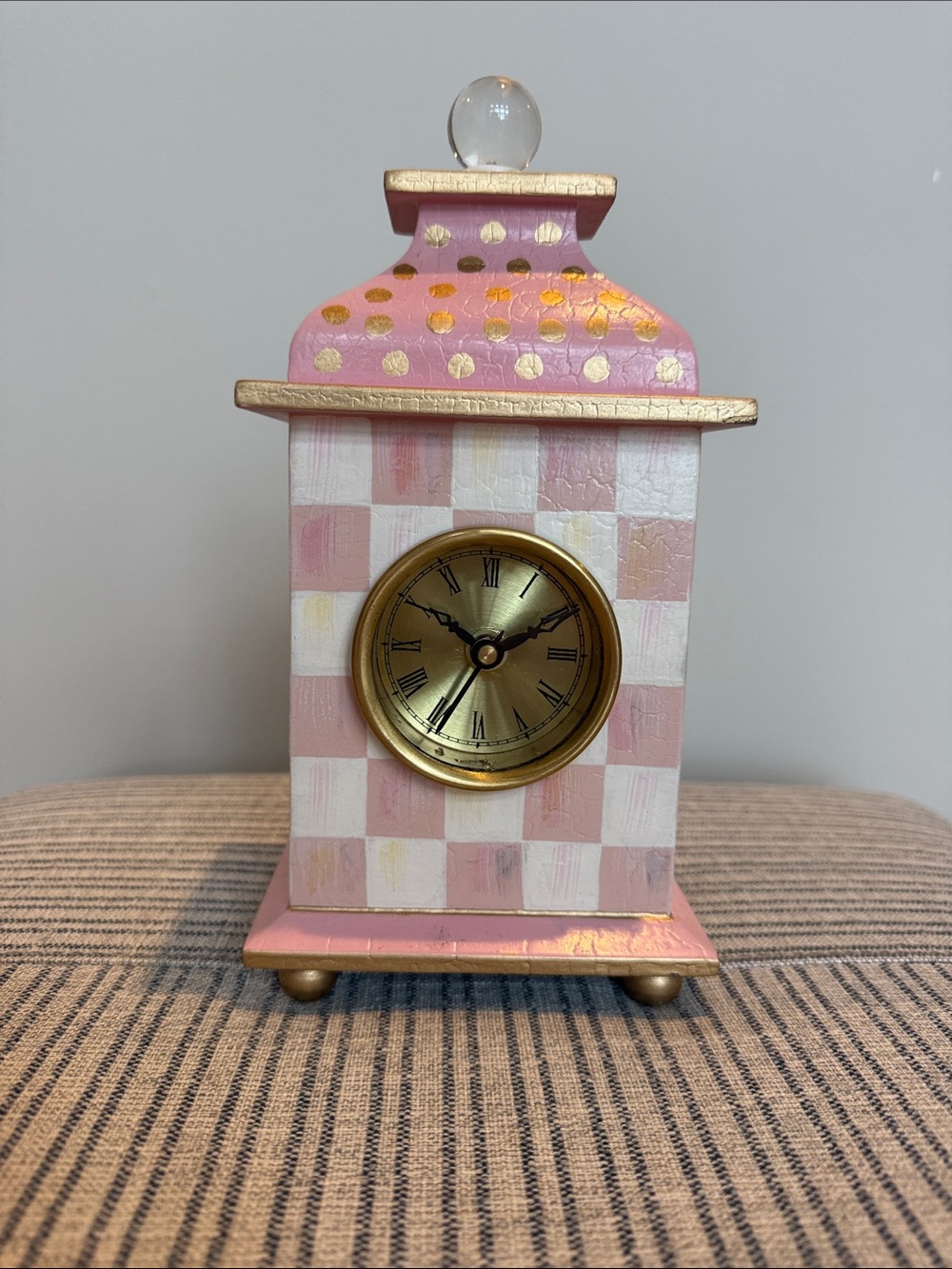 MacKenzie-Childs Rosy Check Desk Clock